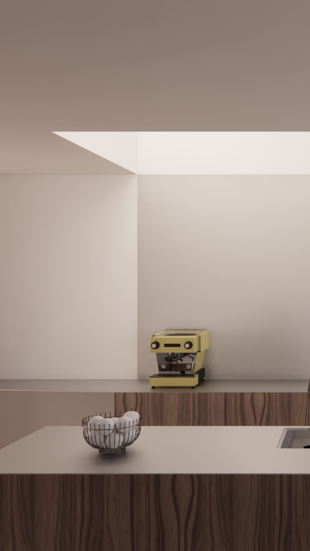 A render testing the option for a highlight window above the kitchen at Alexander street. 