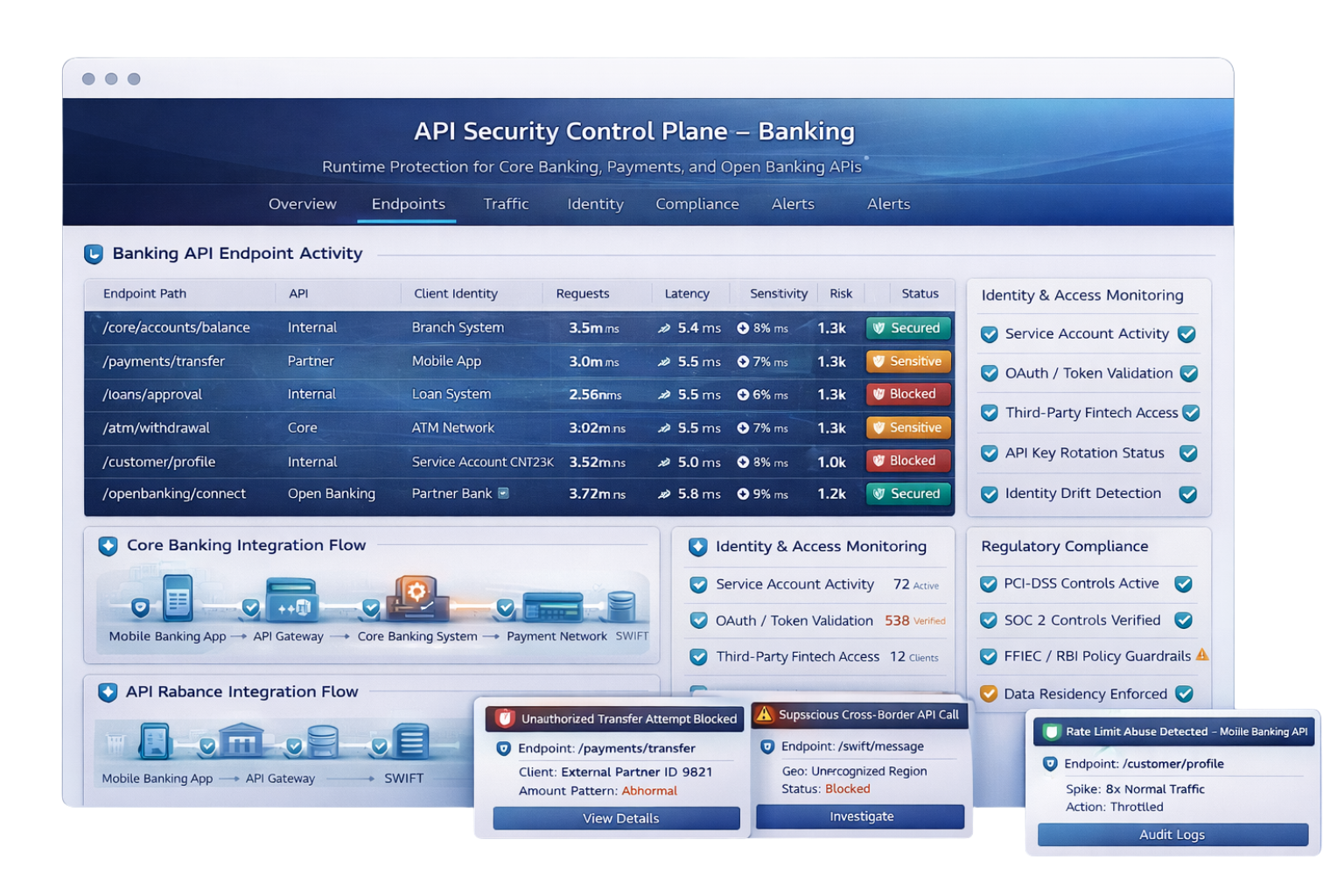 Illustration of multiple browser windows with code snippets, representing API development and GitHub integration