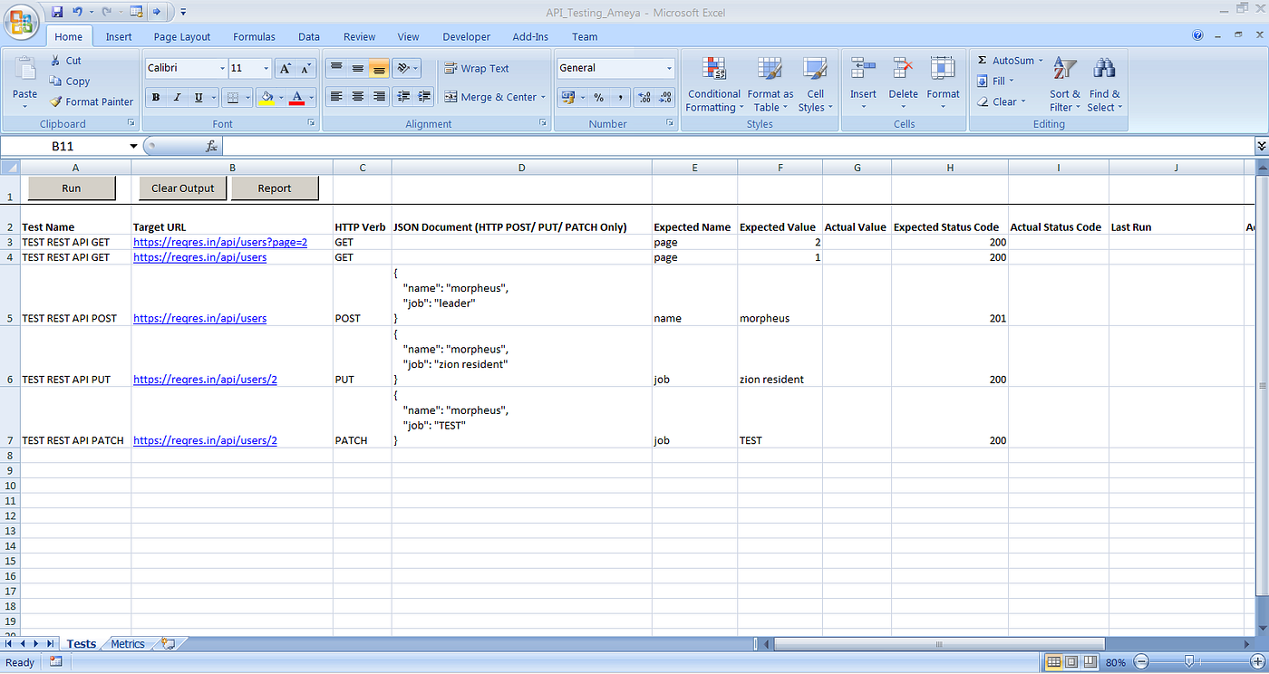 Spreadsheet Of APIs Browsed