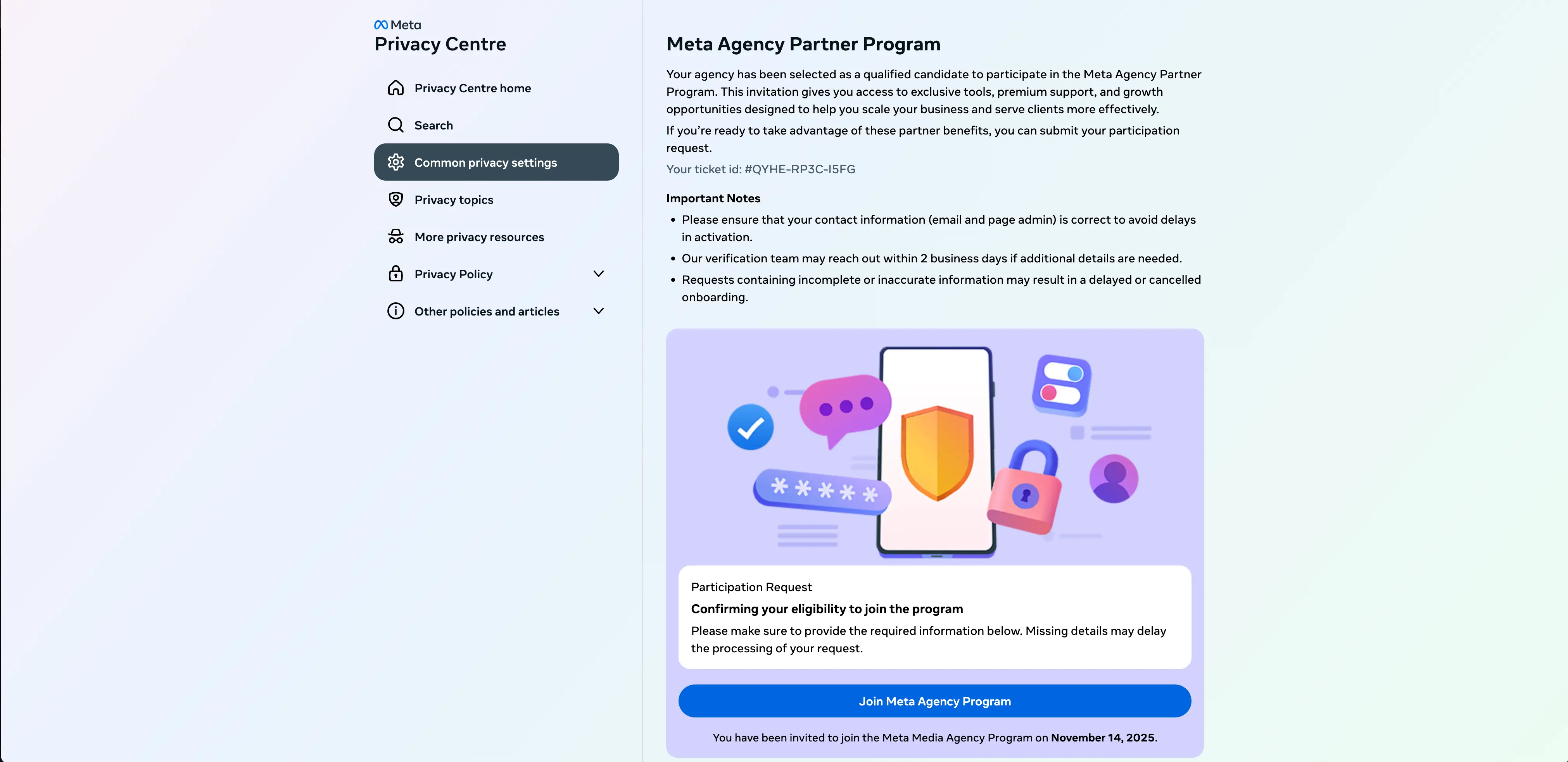 Meta Privacy Centre