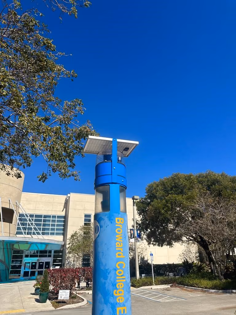 Blue Light Tower Solar Kit In College Campus