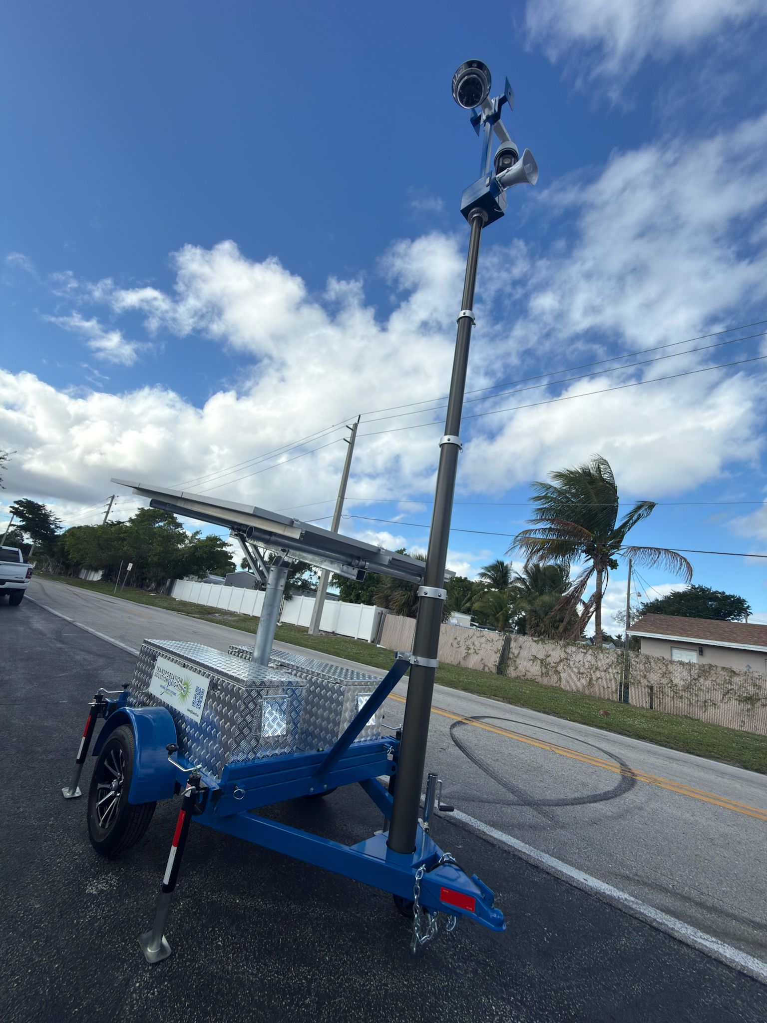 Mobile security trailer with solar panels