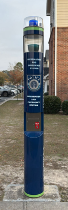 blue light tower after