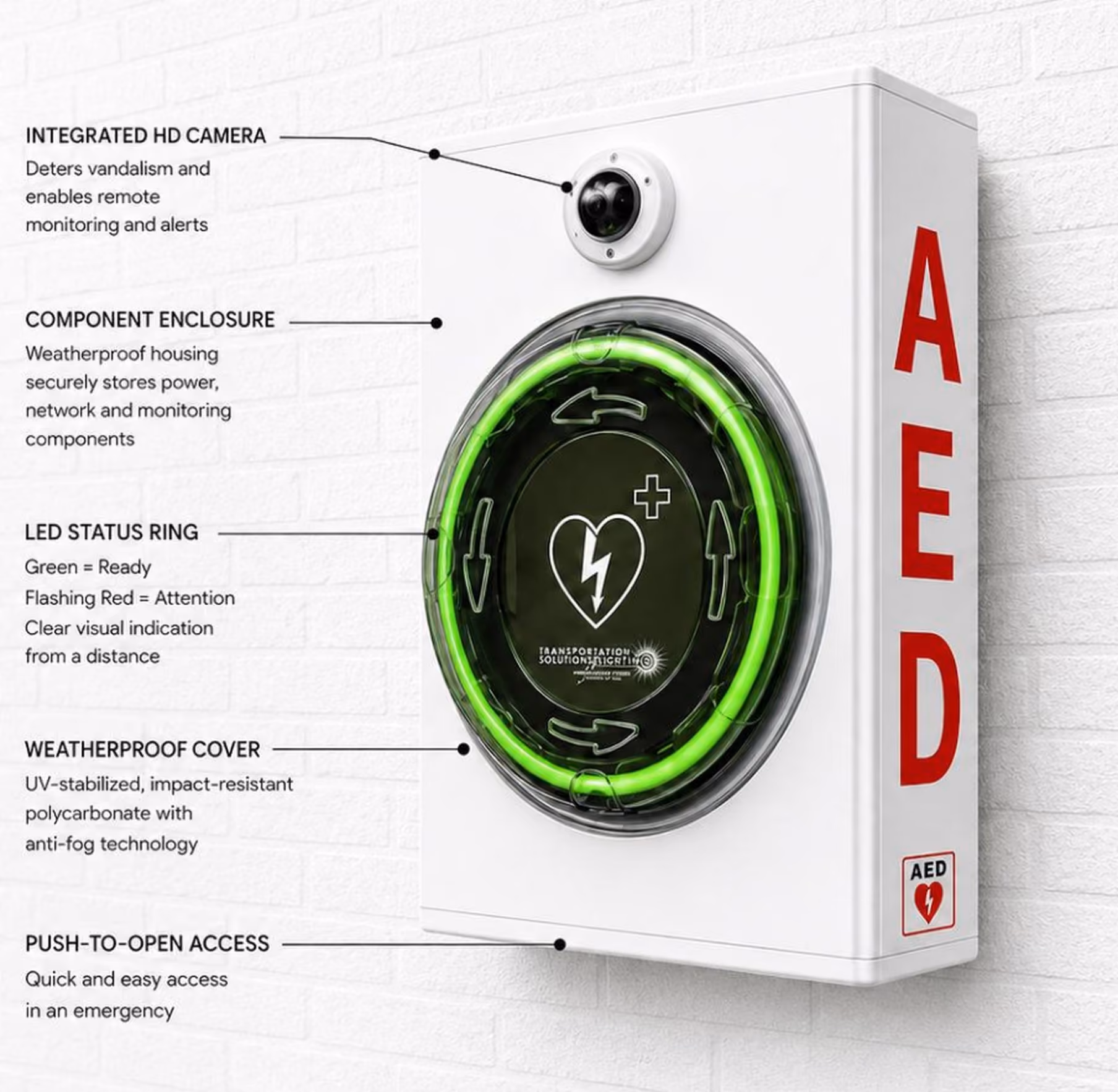 Smart security for the AED on your wall.
