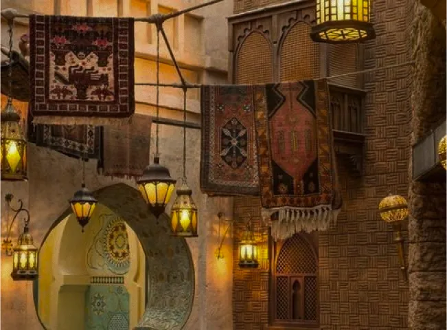 A room filled with lots of lamps and rugs.