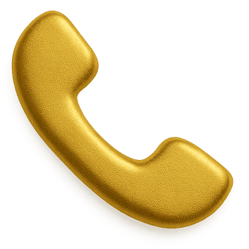 Goldfarbenes Telefonhörer-Symbol in 3D-Optik.