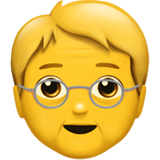 Emoji eines älteren Mannes mit Brille und blondem Haar.