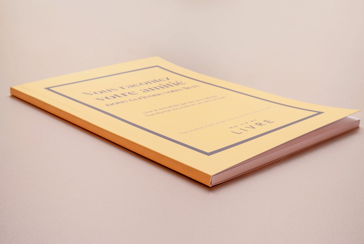 Livre de souvenirs Ma vie en LIVRE à couverture orange, un cadeau personnalisé et émouvant à offrir à un proche