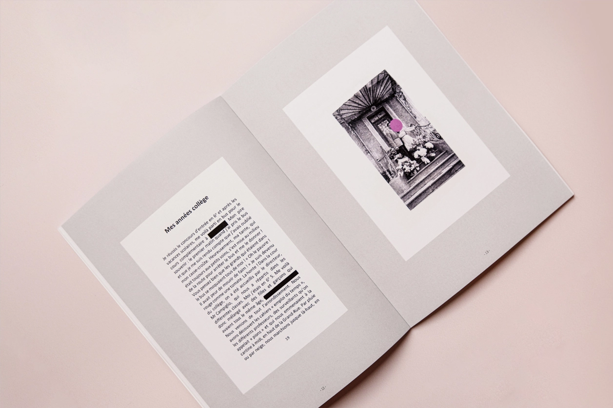 Exemple de mise en page intérieure d’un livre Ma vie en LIVRE avec photo et récit biographique