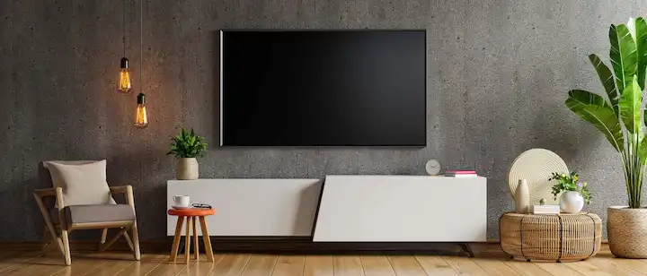 an image of wall mounted TV in room