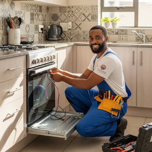 An image of an electrician installing a electric stove & oven in South Africa