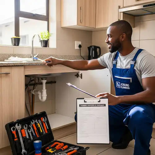 An image of a plumber Certificate of Compliance (COC) inspection in South Africa
