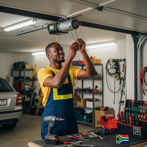 An image of an electrician installing a garage & gate motor in South Africa