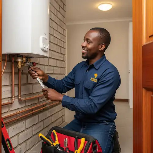 An image of a plumber installing a Geyser in South Africa