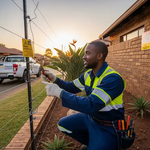 An image of an electrician repairing electrical fencing in South Africa