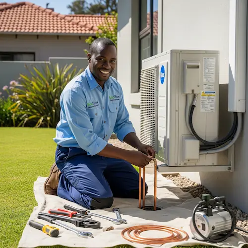 An image of a plumber installing a Heat Pump in South Africa