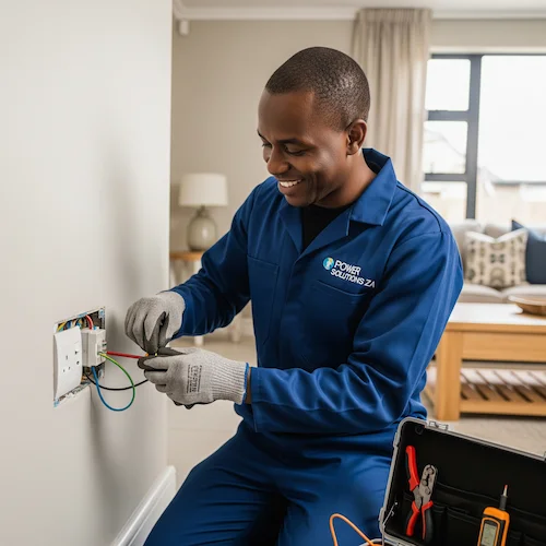 Image of Electrician installing Electrical fixtures in South Africa