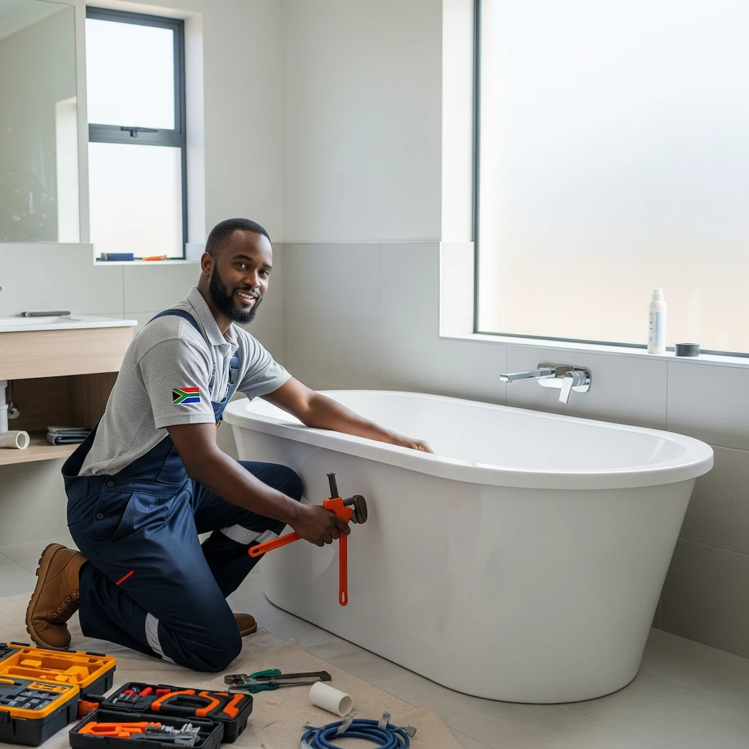 Plumber in South Africa working on Plumbing fittings and fixtures installation