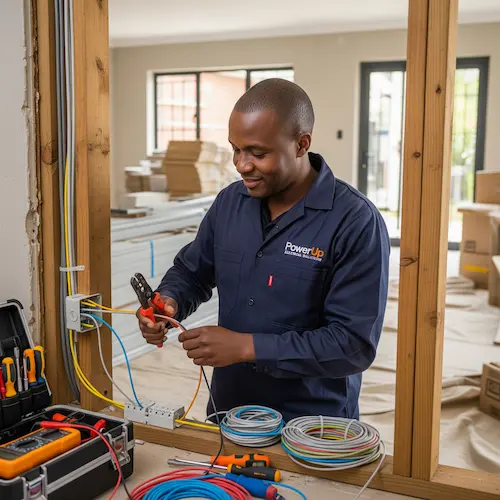 Image of Electrician in South Africa busy with Electrical design and wiring
