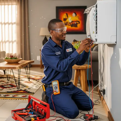 Image of Electrician performing Aircon installation in South Africa