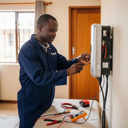 Inverter and battery installation