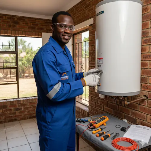 plumber maintaining geyser