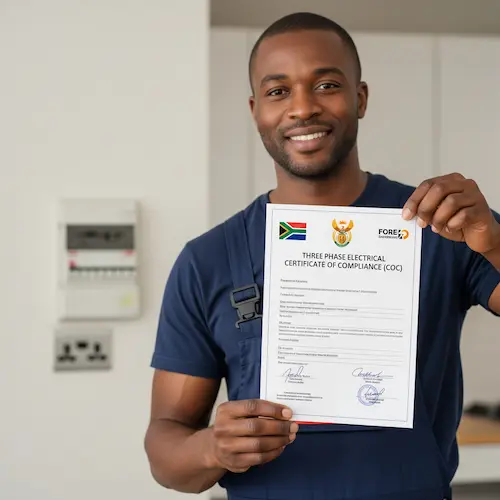 An image of an electrician, Electrical COC three phase in South Africa
