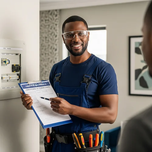 Image of Electrician in progress of Electrical COC three phase