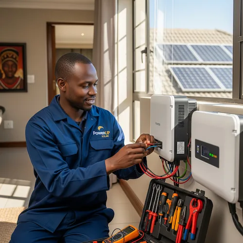 Image of Electrician working on Solar installations in South Africa