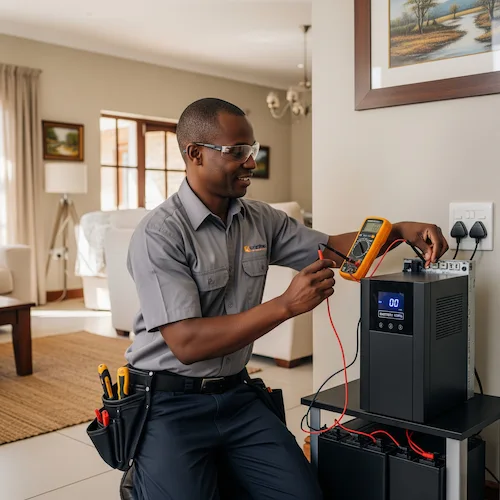 Image of Electrician doing a UPS installation in South Africa