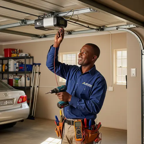 An image of an electrician installing a garage motor in South Africa