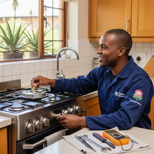Image of Electrician doing a LPG gas appliance repair in South Africa