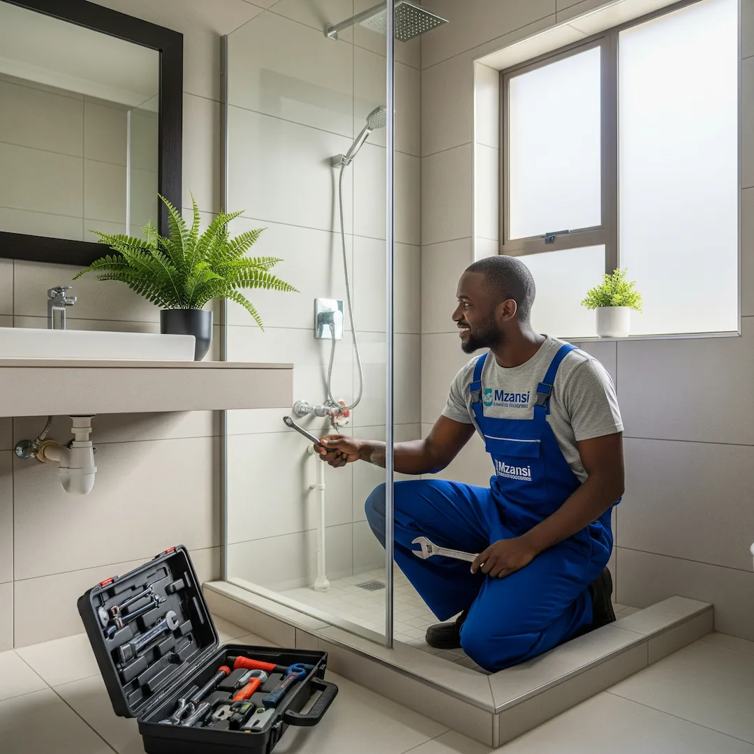 South African Plumber repairing shower fittings and fixtures