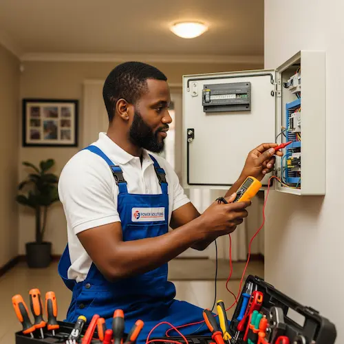 An image of an electrician repairing a flickering & tripping light in South Africa