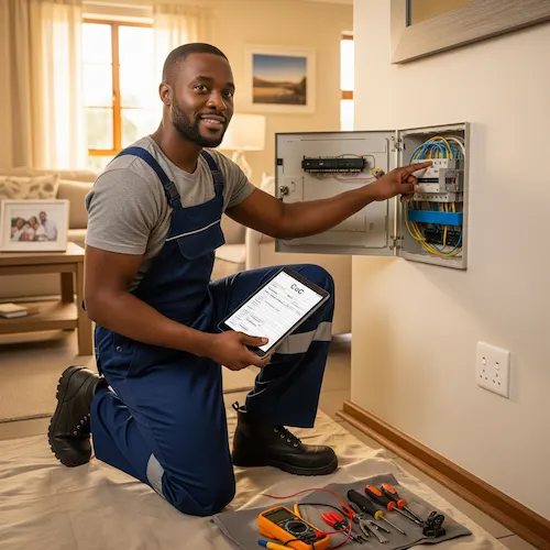 Image of Electrician working on Electrical COC single phase in South Africa