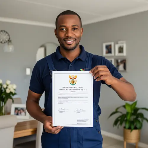 An image of an electrician, Electrical COC single phase in South Africa