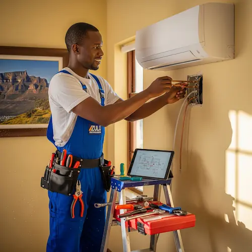 An image of an electrician installing a Air conditioner in South Africa