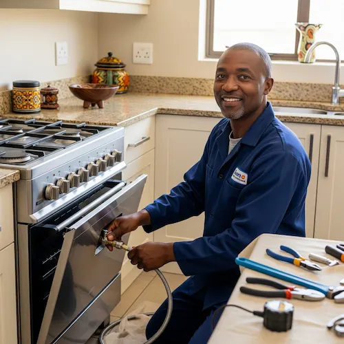 Image of Electrician busy with Natural gas appliance installation in South Africa