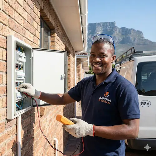 image of electrician and DB Board