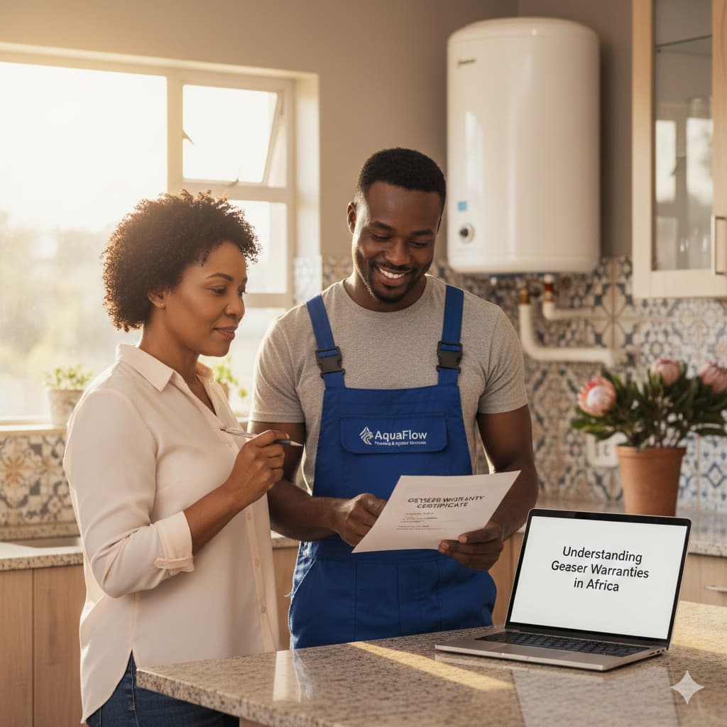 image of a plumber issuing a geyser warranty