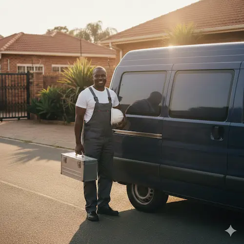 image of plumber on a call out