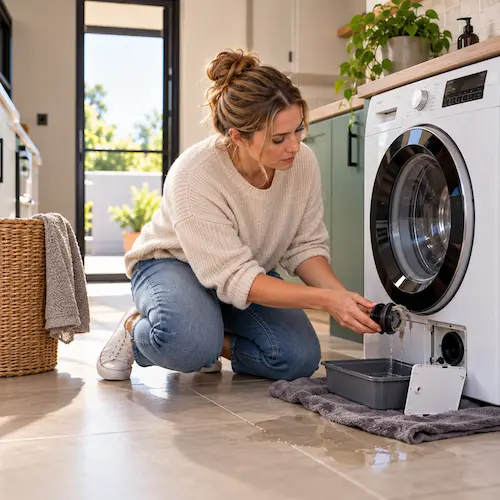 Image of washing machine filter cleaning