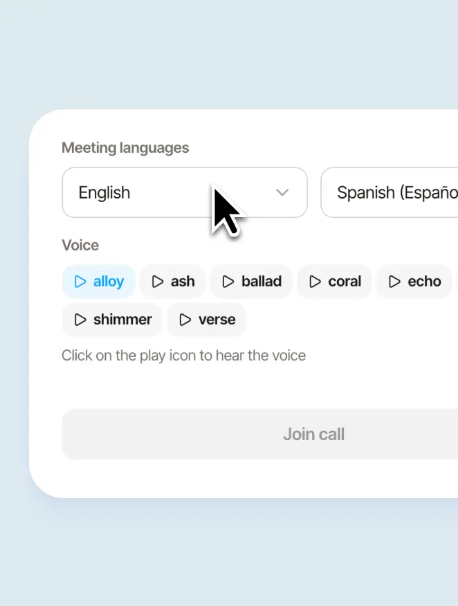 Choose settings. Select the languages and voice.