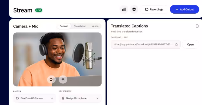 Click "Translate Meetings"