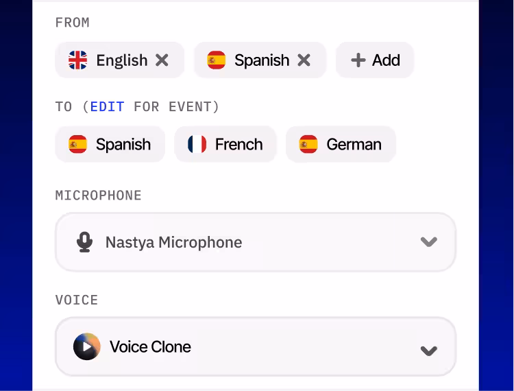 Click "Translate Meetings"