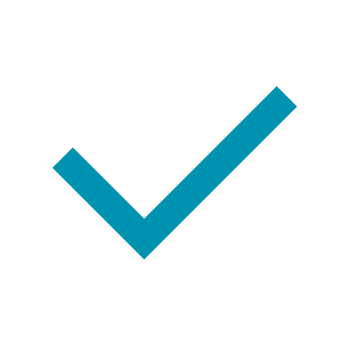 Blue checkmark symbol.