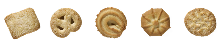 four cookies on a line