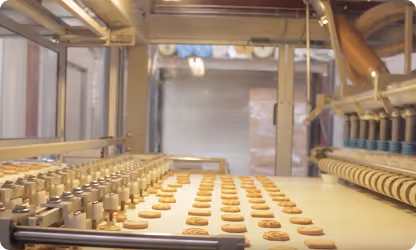 cookies on a conveyor belt
