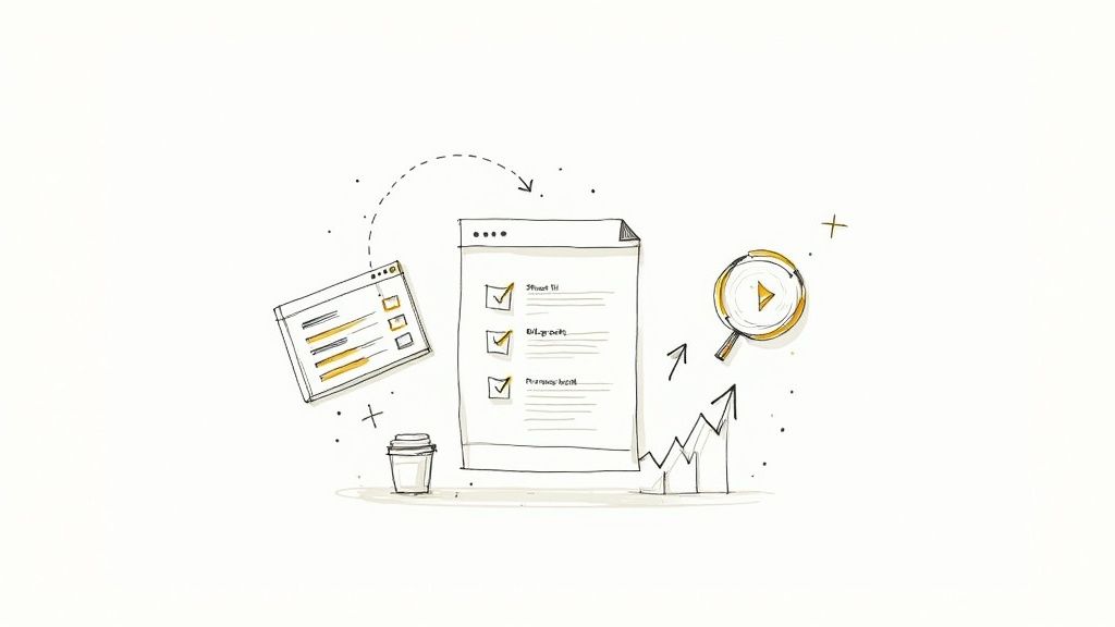 A person working on a laptop, analyzing data charts and graphs that represent SEO and content strategy.