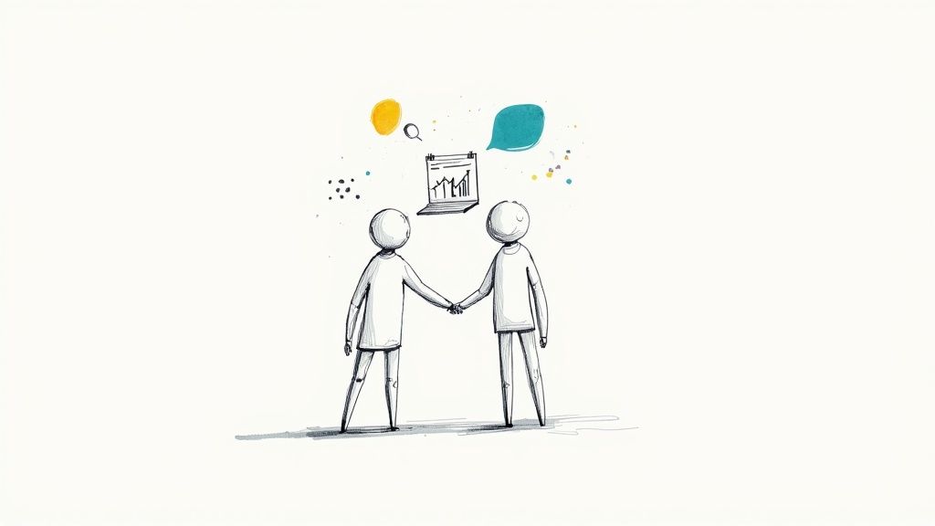 A diverse team of marketing professionals in a creative meeting, discussing ideas on a glass wall.